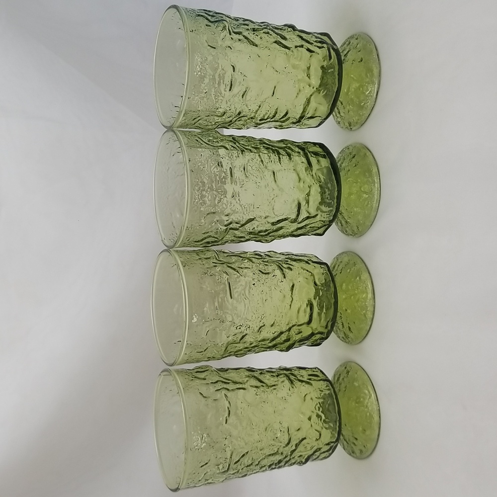Anchor Hocking Milano Avacado Green Footed Tumblers - Picture 15 of 16